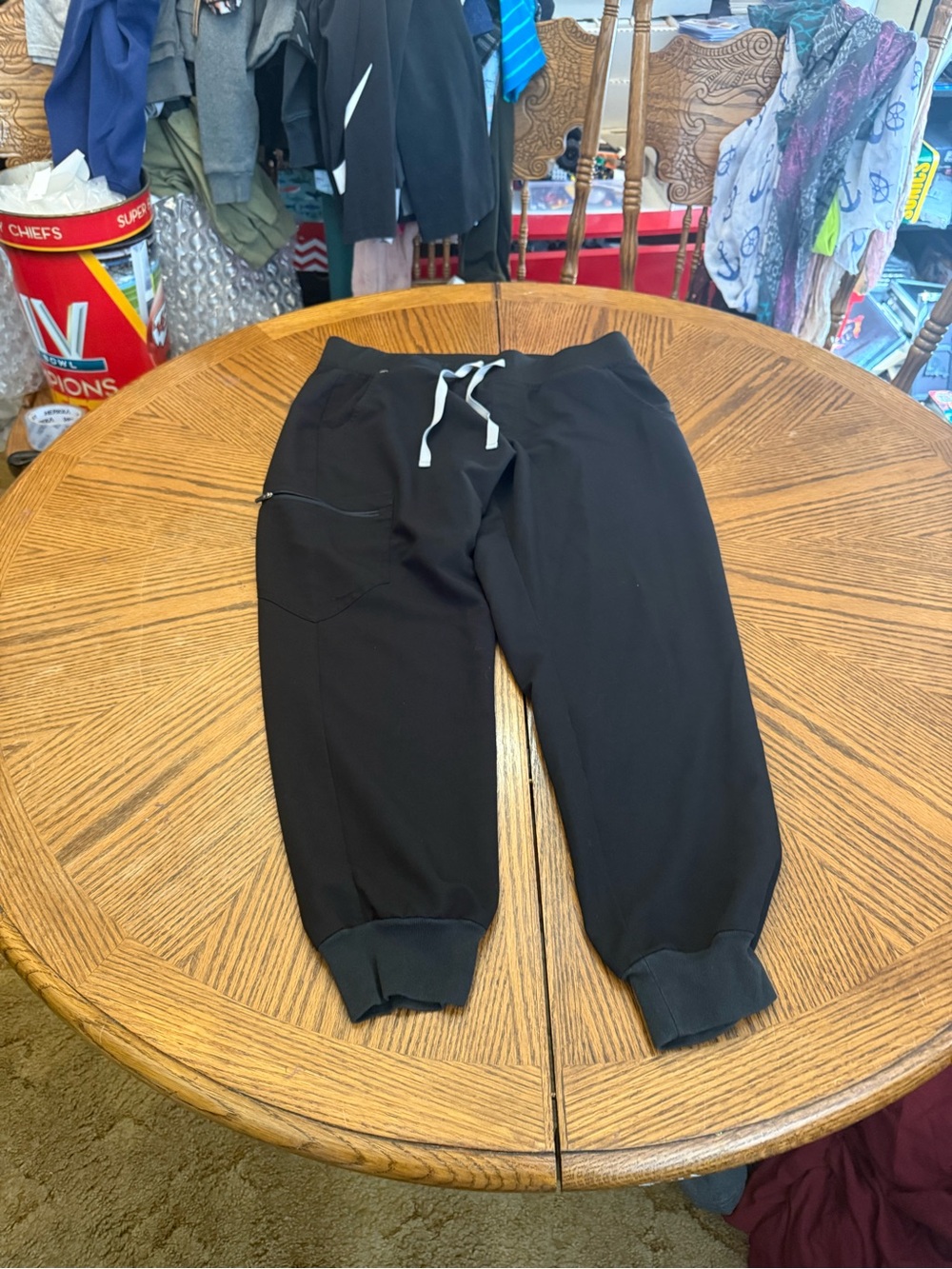 Figs Black Jogger Pants with Gray Drawstring